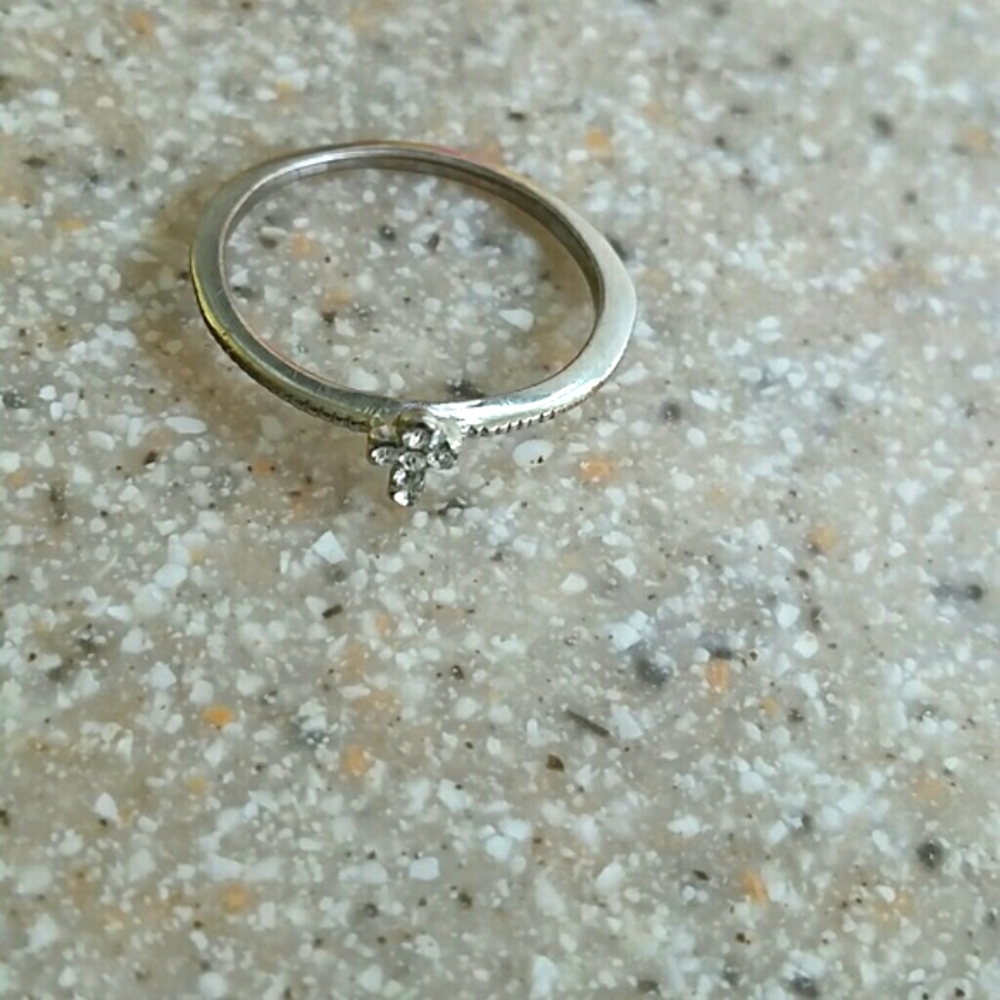 Dainty crystal cross ring
